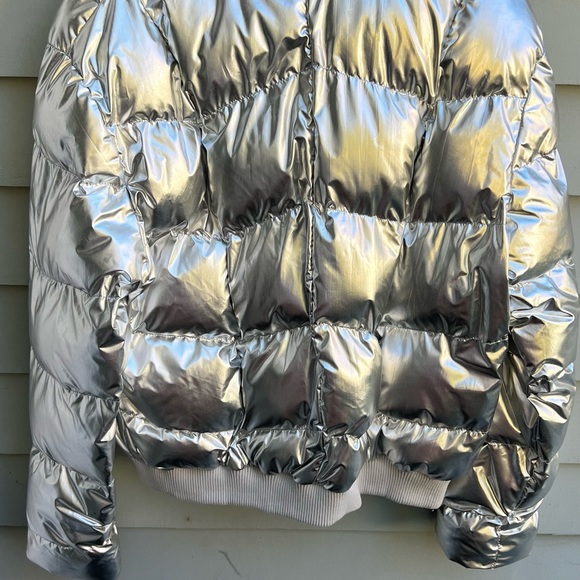 Generation Love XL bomber jacket metallic silver quilted BNWT removable collar - Picture 5 of 5